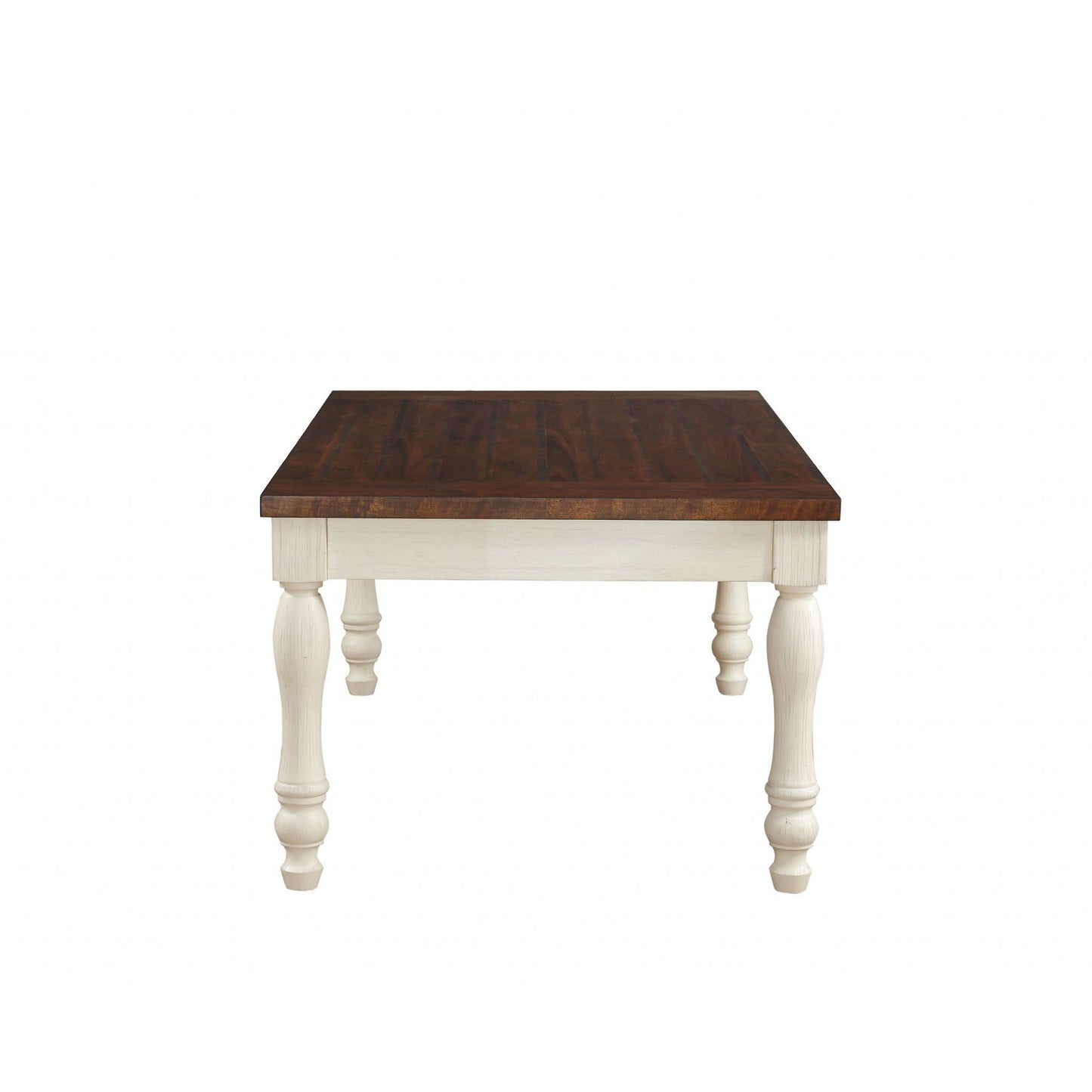 HomeRoots 72" x 42" x 30" Walnut And White Washed Solid Wood Dining Table