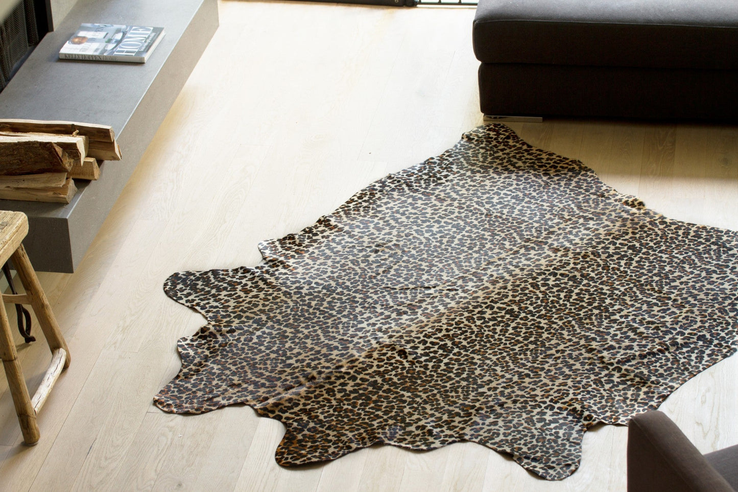 HomeRoots 72" x 84" Leopard Cowhide Rug