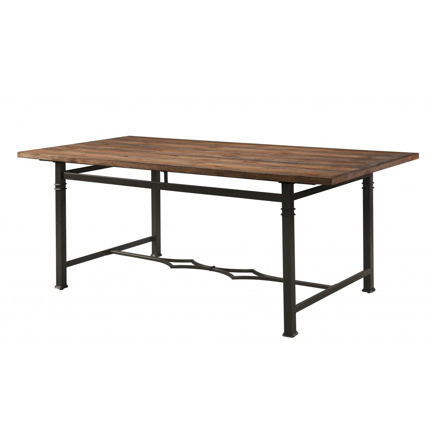 HomeRoots 76" x 36" x 30" Dining Table In Weathered Dark Oak And Dark Bronze Finish