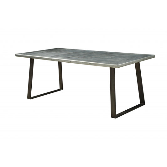 HomeRoots 78" x 40" x 30" Dining Table In Aluminum And Gunmetal Finish