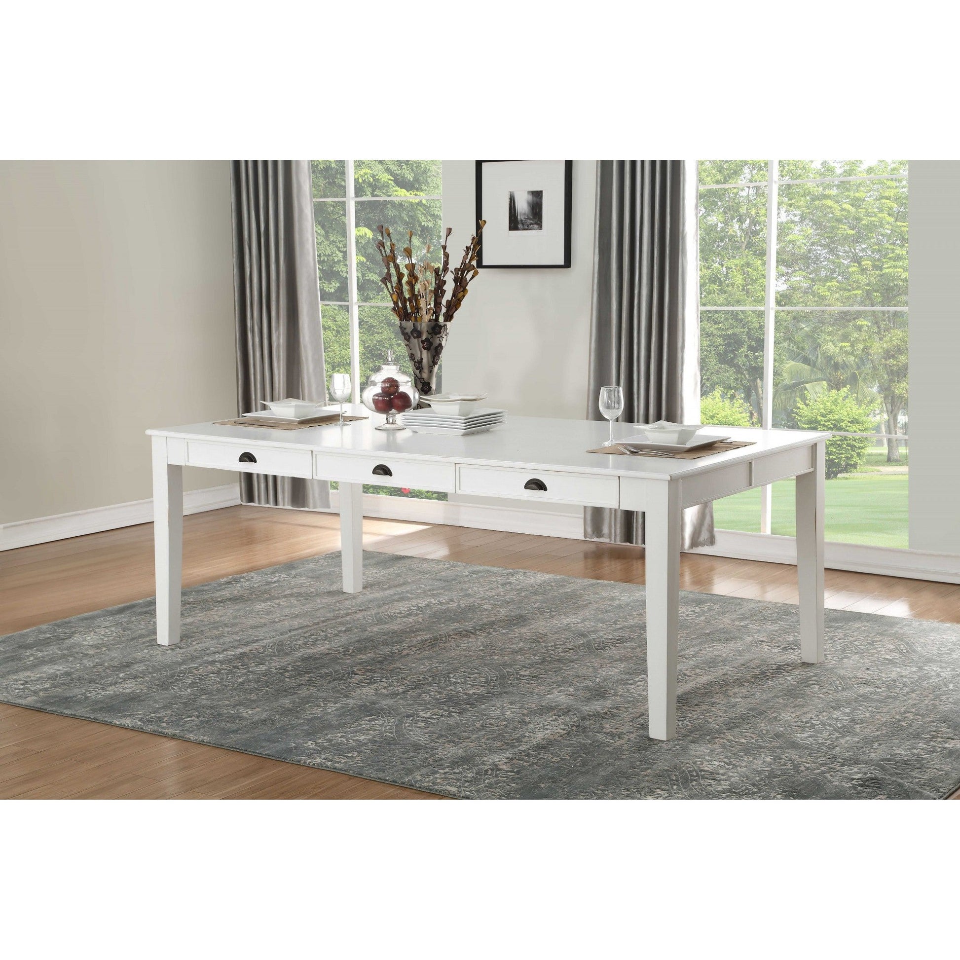 HomeRoots 78" x 42" x 30" Poplar Dining Table In Antique White Finish