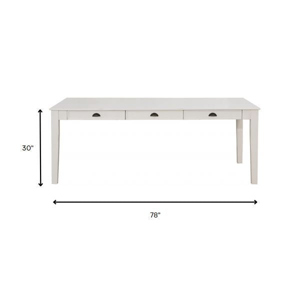 HomeRoots 78" x 42" x 30" Poplar Dining Table In Antique White Finish