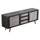 HomeRoots 79" Modern Rustic Black And Rattan Buffet Server