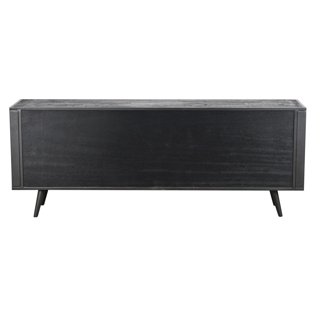HomeRoots 79" Modern Rustic Black And Rattan Buffet Server