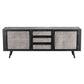 HomeRoots 79" Modern Rustic Black And Rattan Buffet Server