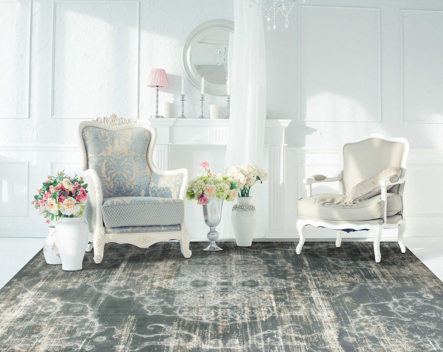 HomeRoots 79" x 114" Slate Polypropylene or Viscose Rug