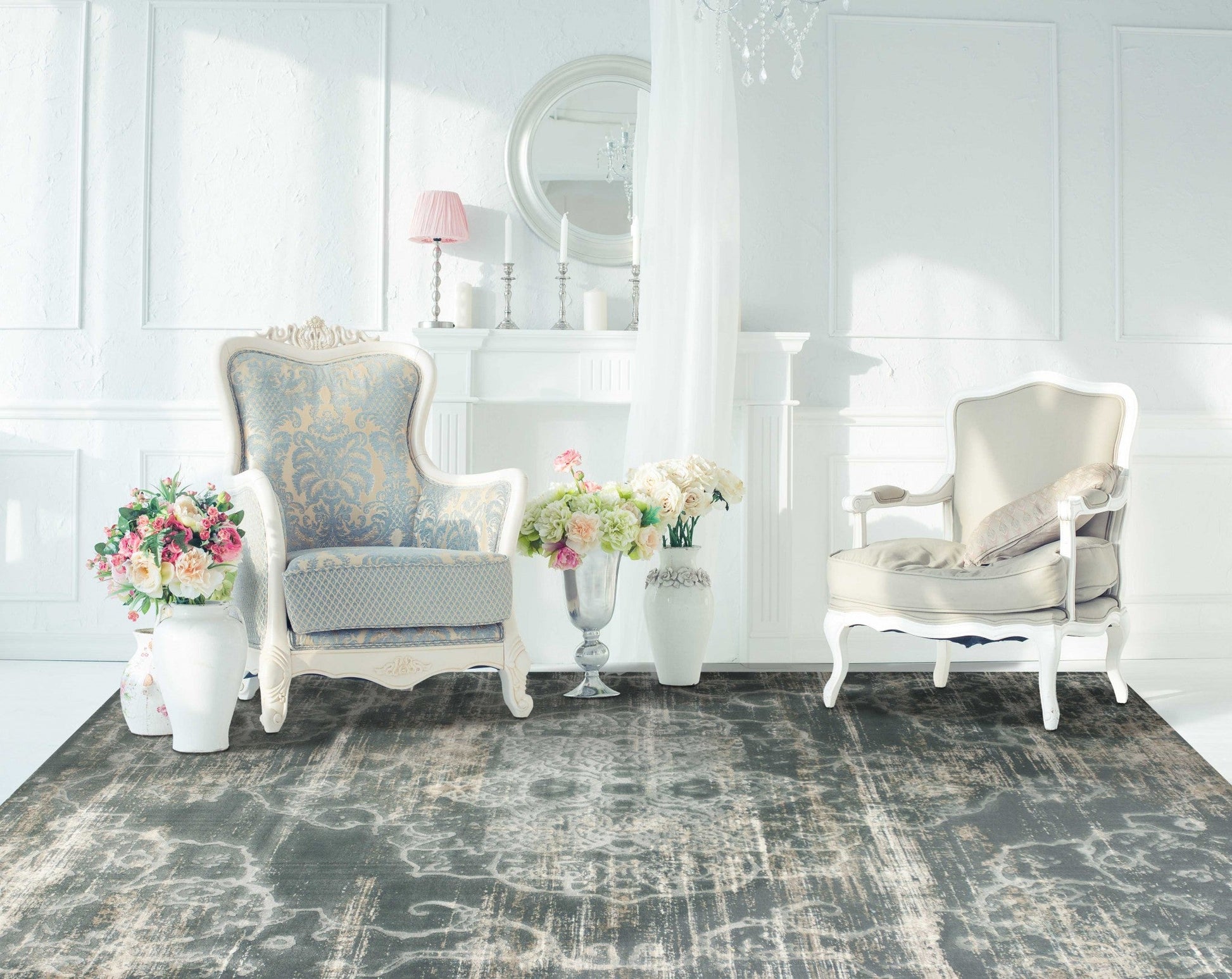 HomeRoots 79" x 114" Slate Polypropylene or Viscose Rug