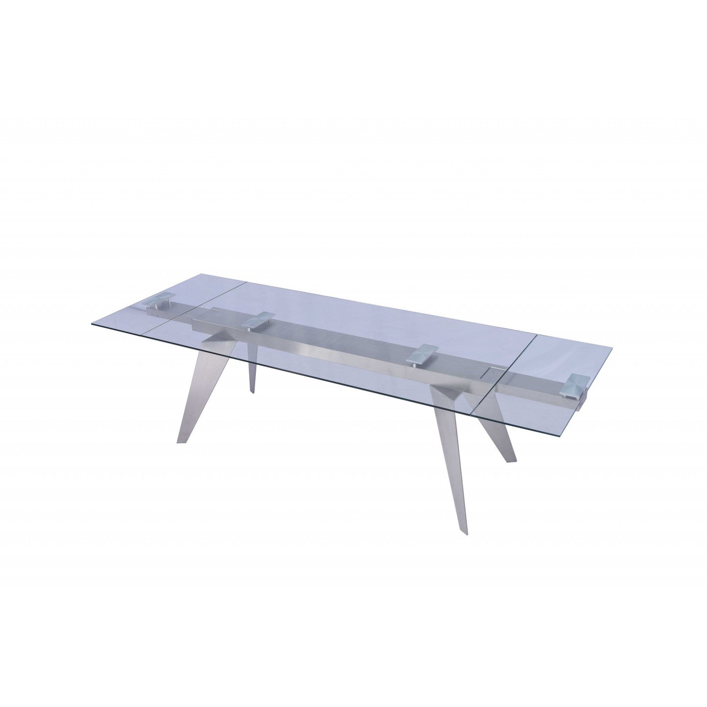 HomeRoots 79" x 40" x 31" Extendable Dining Table In Brushed Stainless Steel Finish