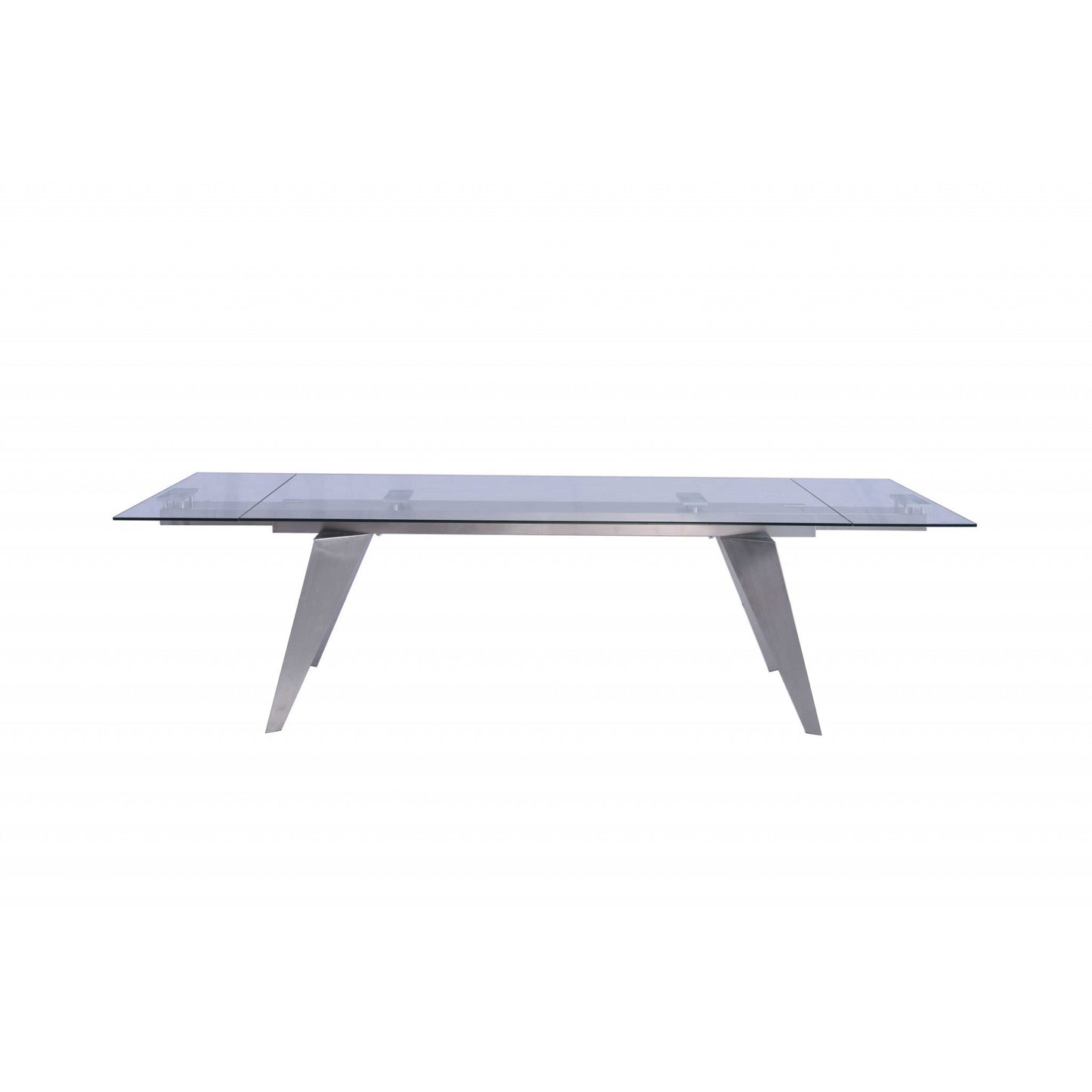 HomeRoots 79" x 40" x 31" Extendable Dining Table In Brushed Stainless Steel Finish