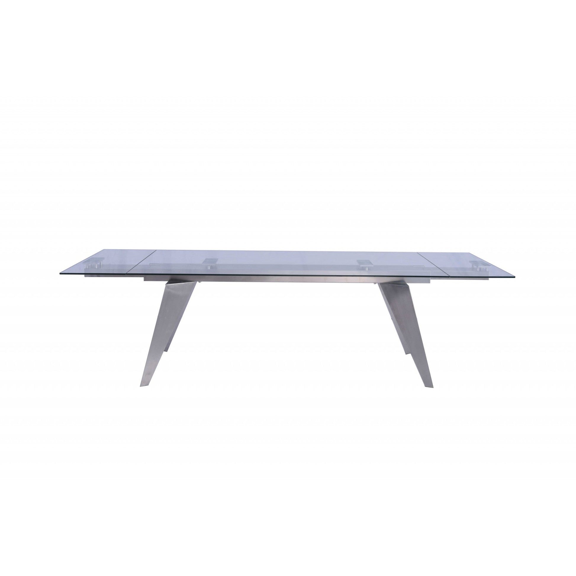 HomeRoots 79" x 40" x 31" Extendable Dining Table In Brushed Stainless Steel Finish