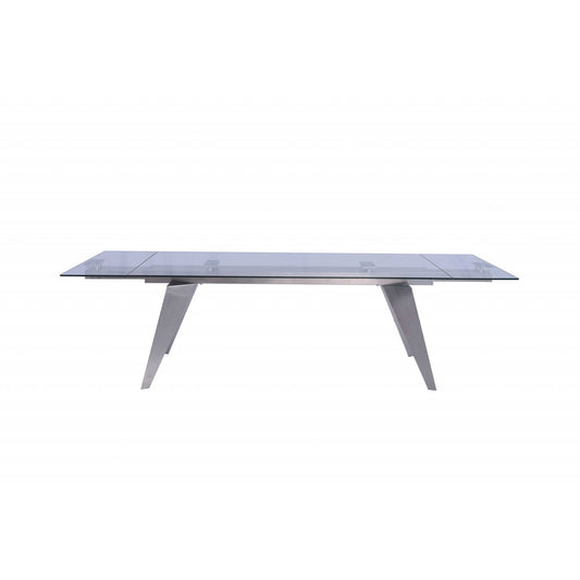 HomeRoots 79" x 40" x 31" Extendable Dining Table In Brushed Stainless Steel Finish