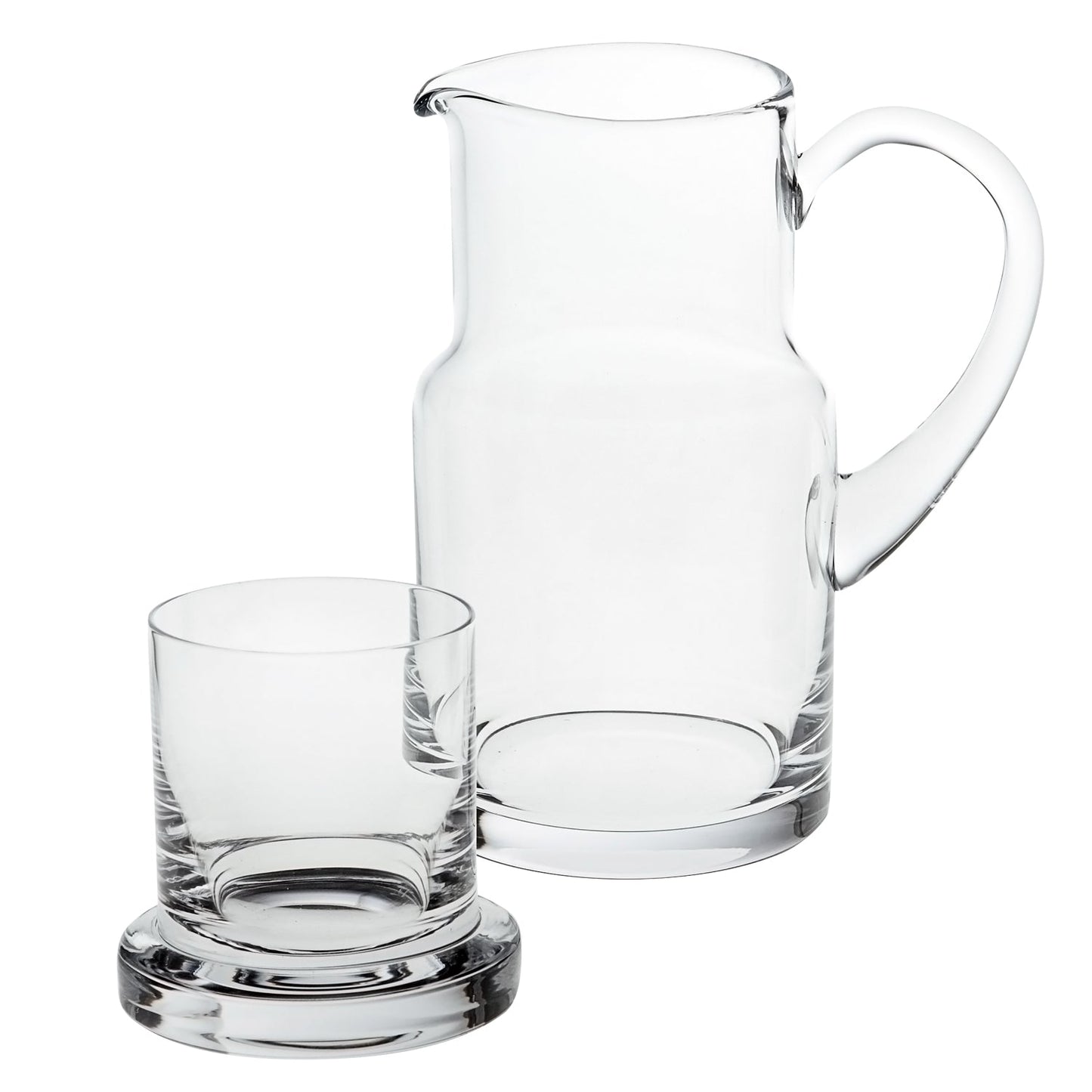 HomeRoots 8" 24 oz Mouth Blown Glass Bedside or Desktop Carafe in Set of 2
