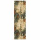 HomeRoots 8' Beige Blue Machine Woven Abstract Indoor Runner Rug