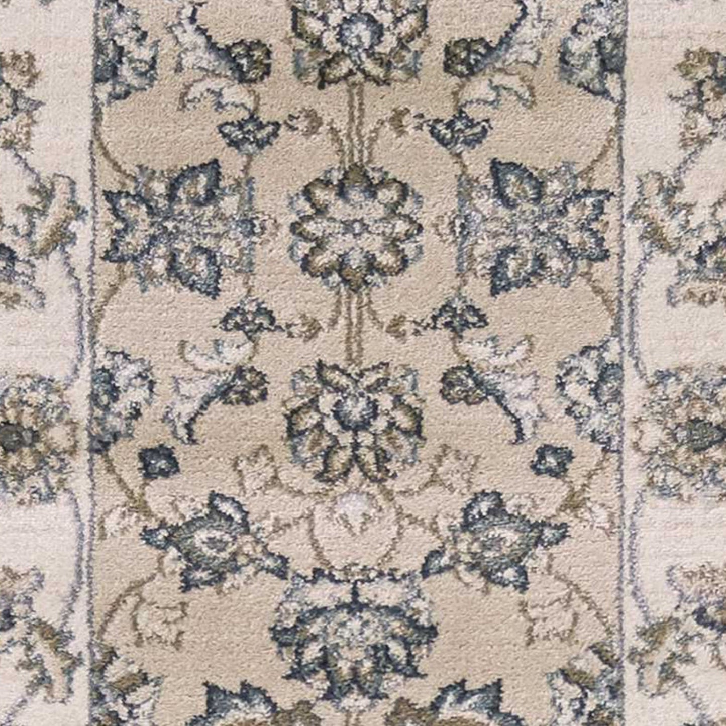 HomeRoots 8' Beige Ivory Bordered Floral Indoor Runner Rug