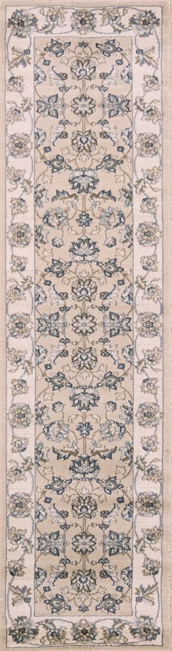 HomeRoots 8' Beige Ivory Bordered Floral Indoor Runner Rug