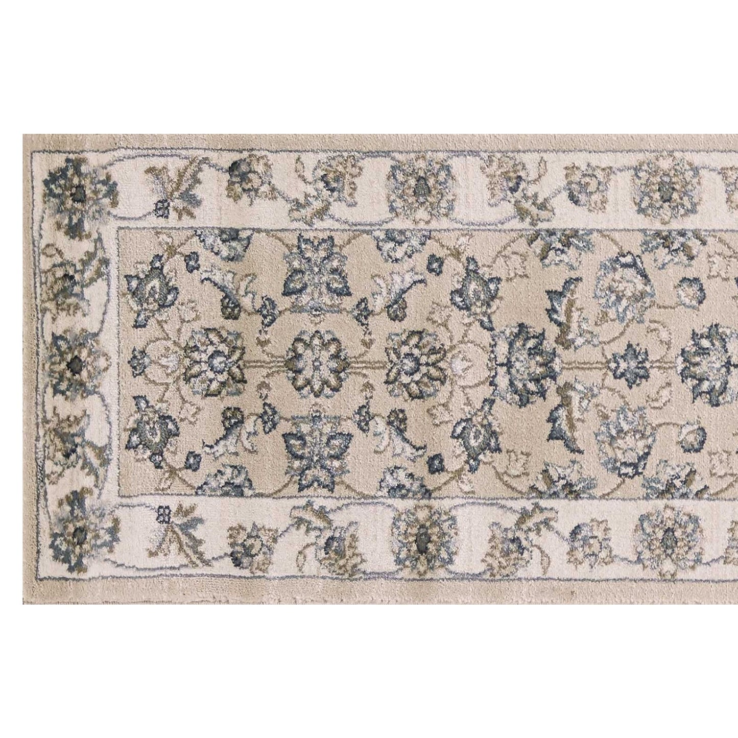 HomeRoots 8' Beige Ivory Bordered Floral Indoor Runner Rug