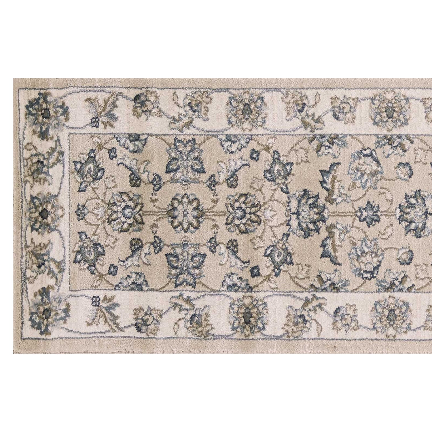HomeRoots 8' Beige Ivory Bordered Floral Indoor Runner Rug