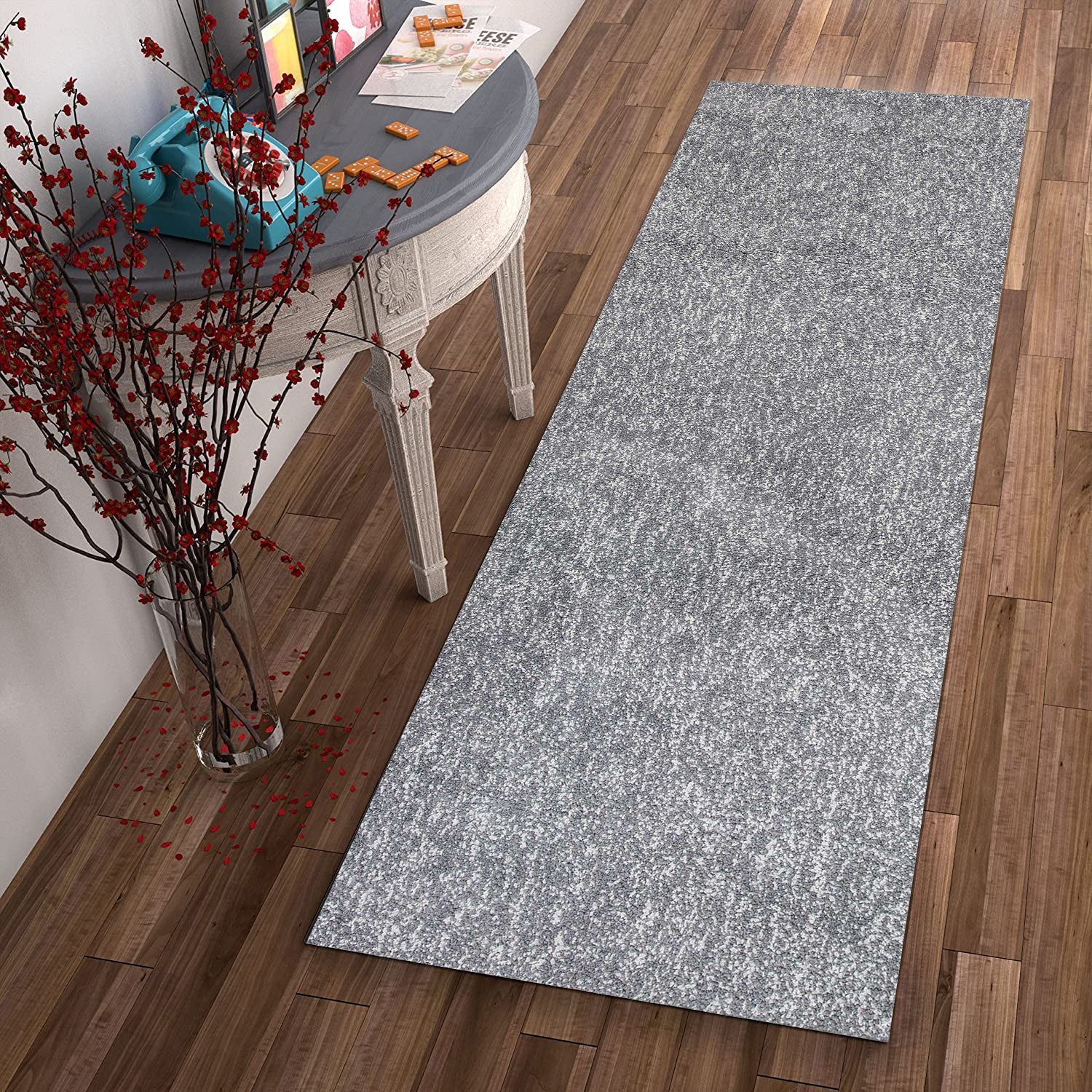 HomeRoots 8' Grey Heather Plain Runner Rug