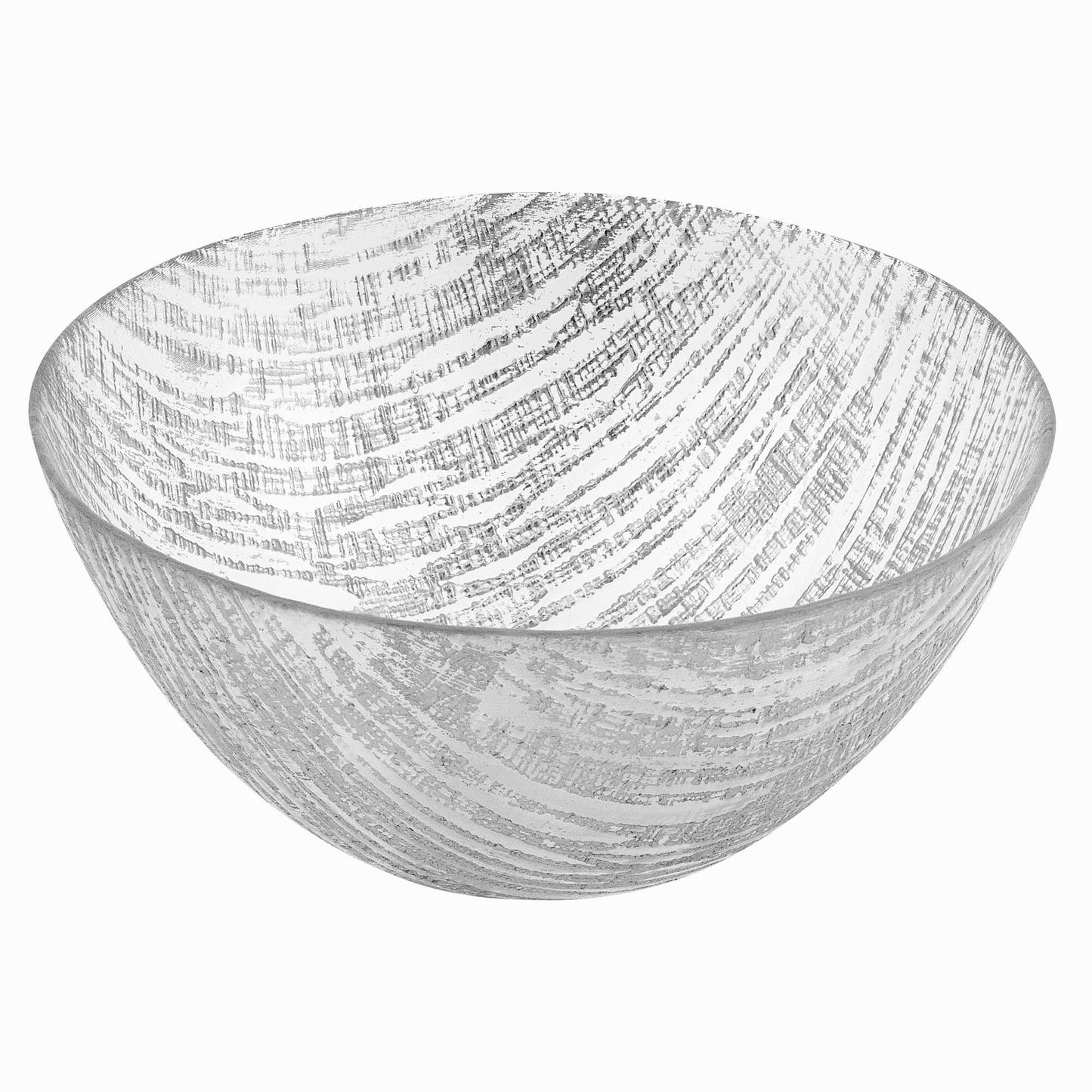 HomeRoots 8" Hand Crafted Glass Silver Accent Salad or Serving Bowl