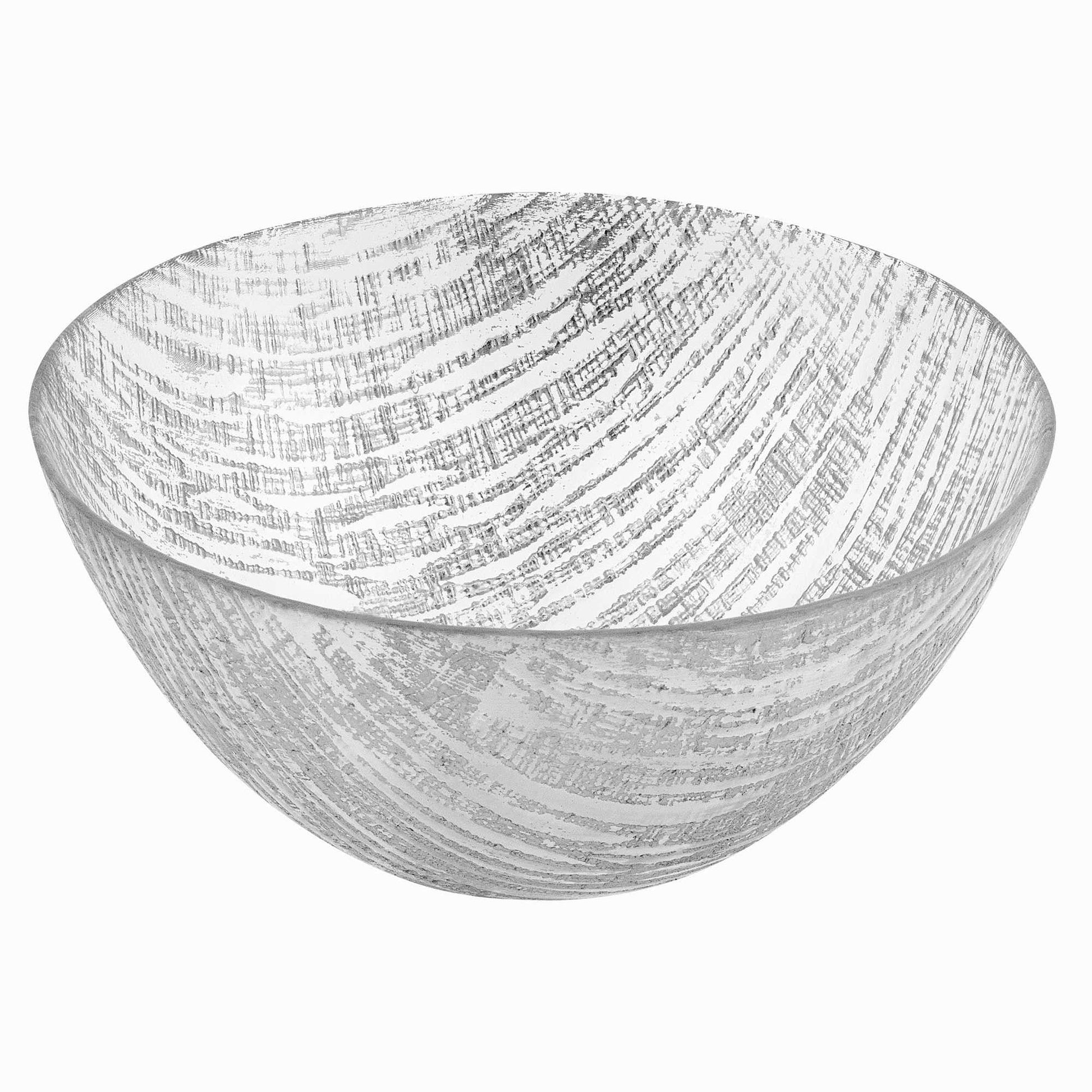 HomeRoots 8" Hand Crafted Glass Silver Accent Salad or Serving Bowl