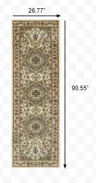 HomeRoots 8' Ivory Beige Machine Woven Oriental Indoor Runner Rug