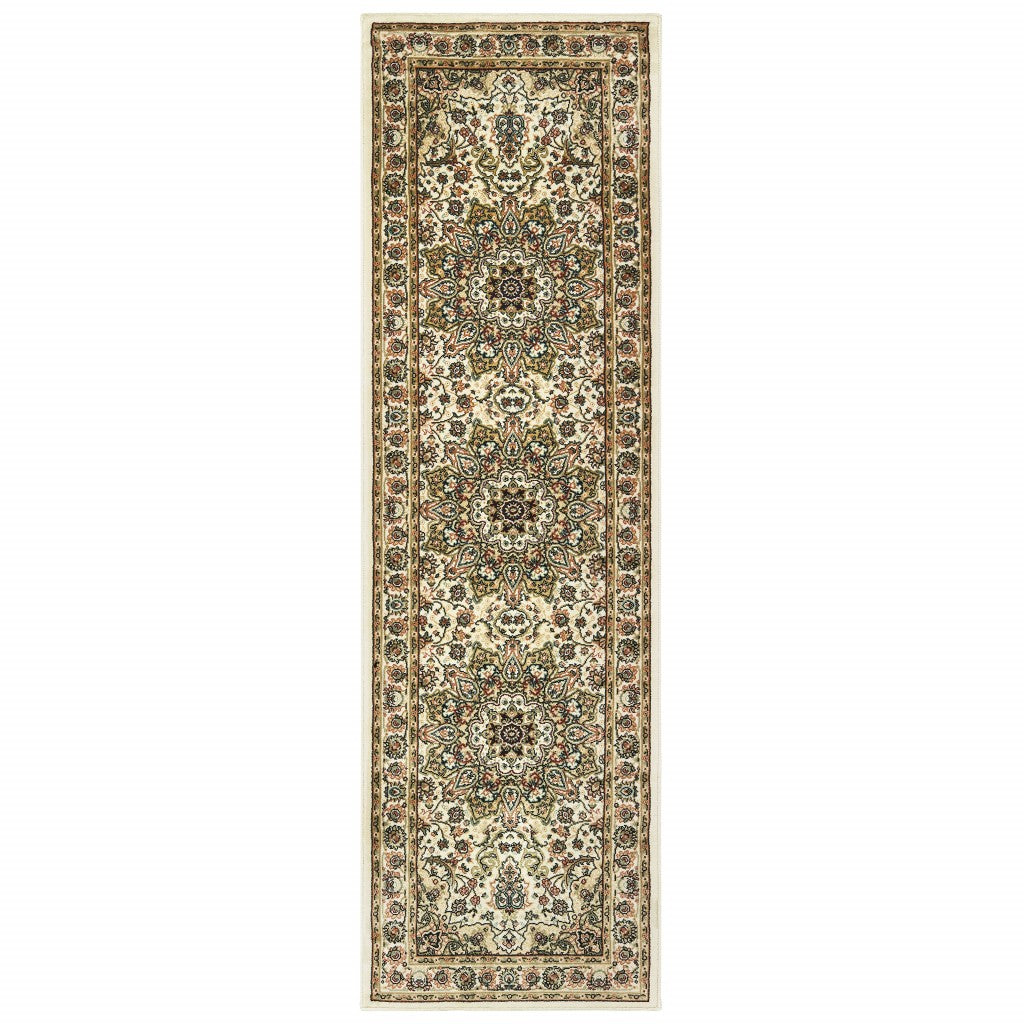 HomeRoots 8' Ivory Beige Machine Woven Oriental Indoor Runner Rug