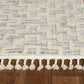 HomeRoots 8' Ivory Grey Machine Woven Geometric With Fringe Indoor Runner Rug