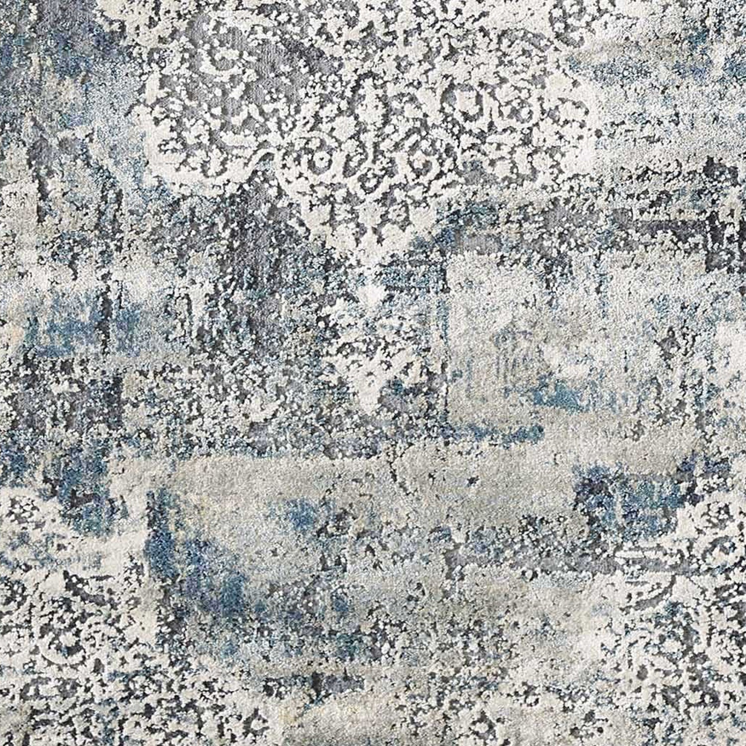 HomeRoots 8' Ivory Machine Woven Distressed Diamond Floral Medallion Indoor Runner Rug