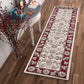 HomeRoots 8' Ivory Red Bordered Floral Indoor Runner Rug