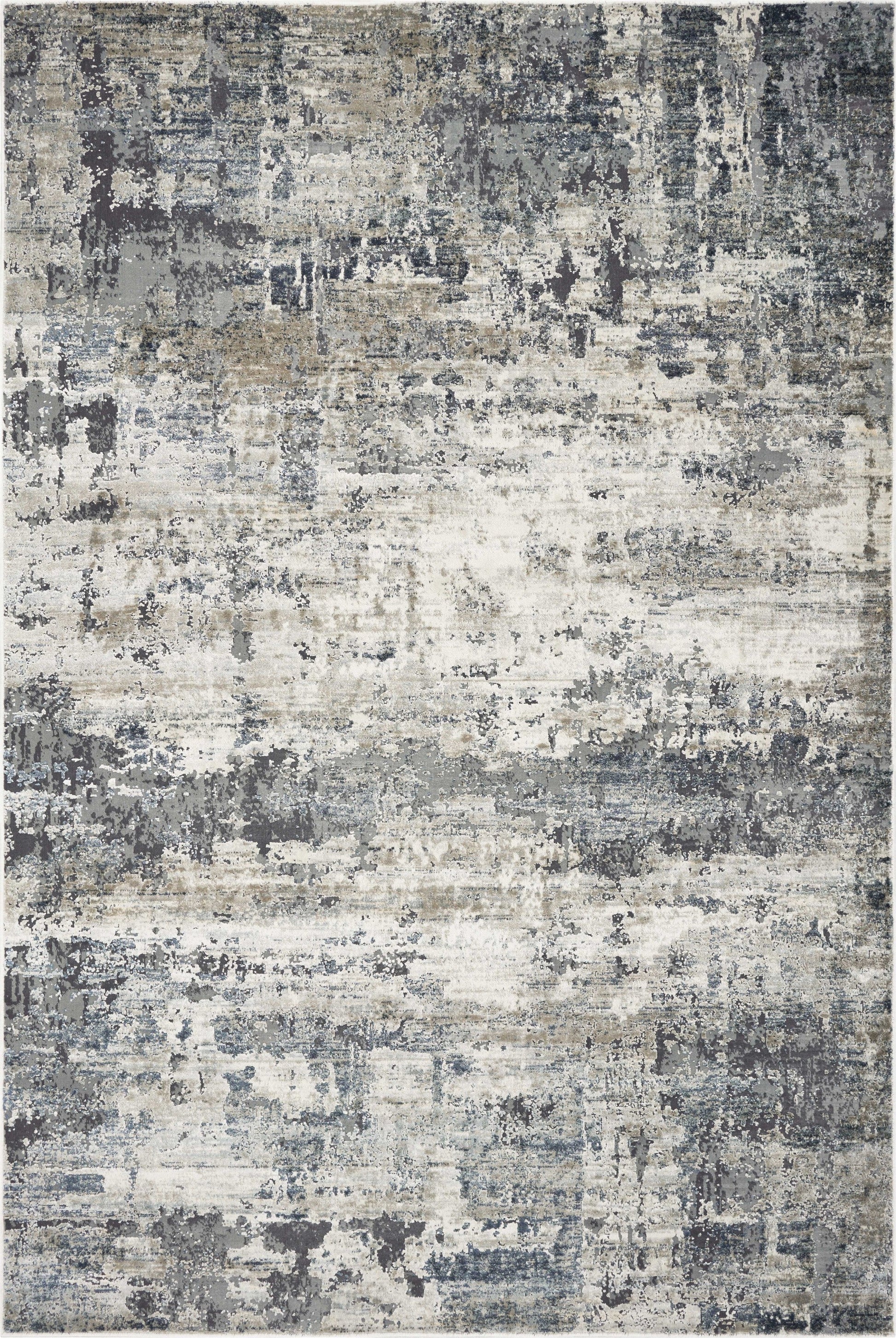 HomeRoots 8' Ivory Teal Machine Woven Abstract Splatter Indoor Runner Rug