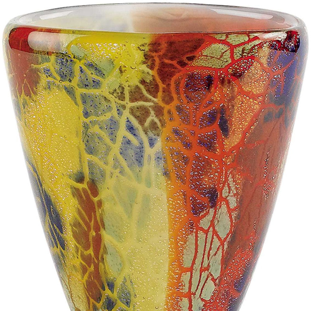 HomeRoots 8 MultiColor Art Glass Oval Vase