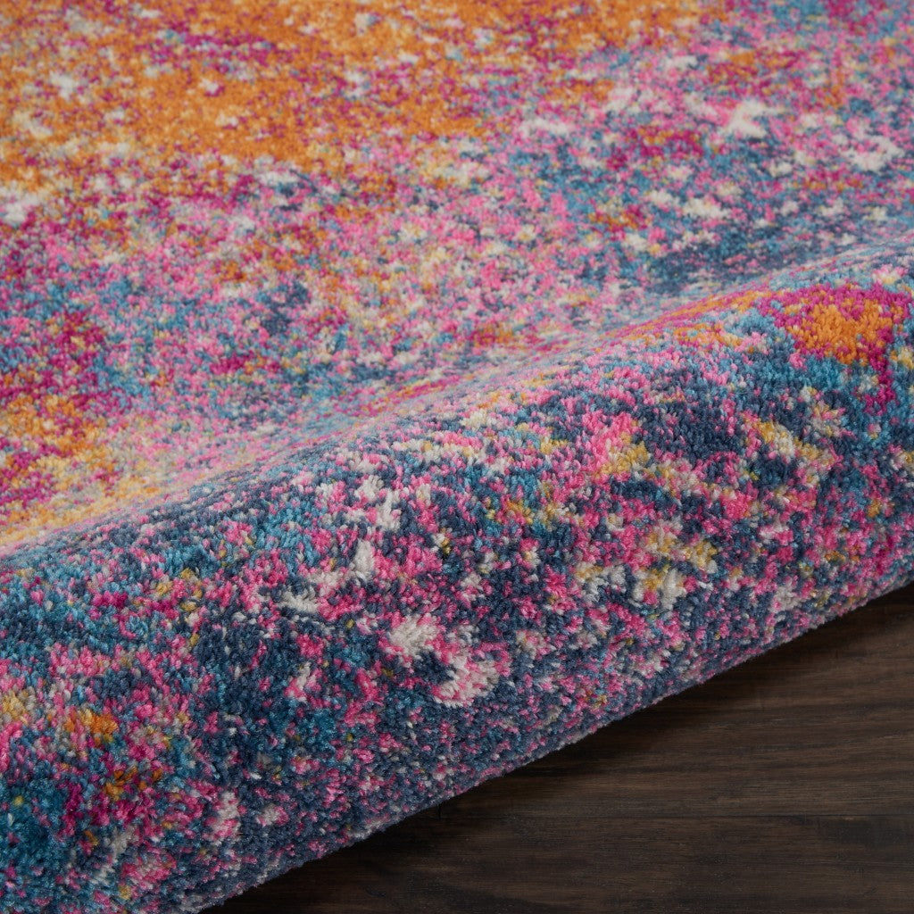 HomeRoots 8’ Round Abstract Brights Sunburst Area Rug
