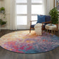 HomeRoots 8’ Round Abstract Brights Sunburst Area Rug