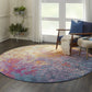 HomeRoots 8’ Round Abstract Brights Sunburst Area Rug