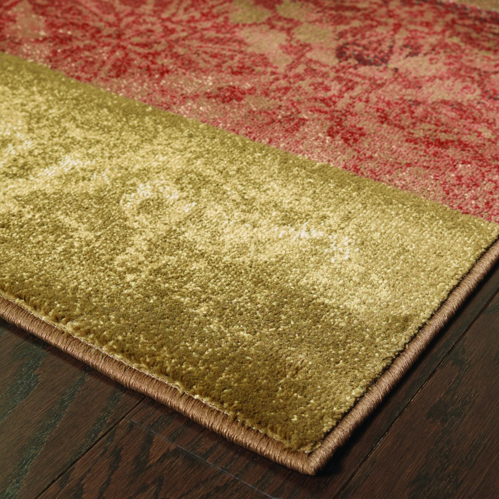 HomeRoots 8' Round Beige and Brown Floral Block Pattern Area Rug