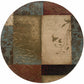 HomeRoots 8' Round Beige and Brown Floral Block Pattern Area Rug