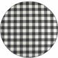HomeRoots 8’ Round Black and Ivory Gingham Indoor Outdoor Area Rug