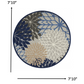 HomeRoots 8’ Round Blue Large Floral Indoor Outdoor Area Rug