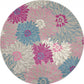 HomeRoots 8' Round Gray and Pink Tropical Flower Area Rug