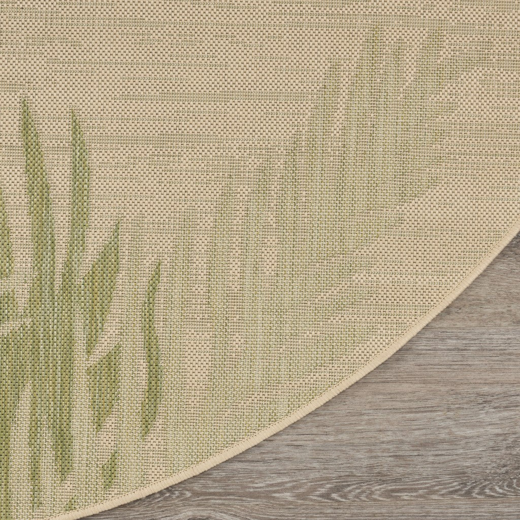 HomeRoots 8' Round Green Palms Indoor Outdoor Area Rug