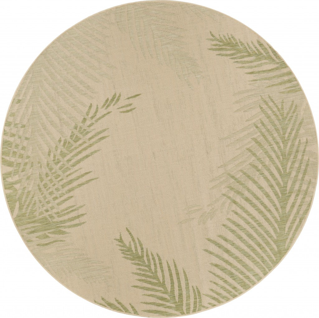 HomeRoots 8' Round Green Palms Indoor Outdoor Area Rug