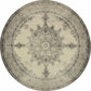 HomeRoots 8’ Round Ivory and Gray Pale Medallion Area Rug