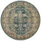 HomeRoots 8' Round Sand and Blue Distressed Indoor Area Rug