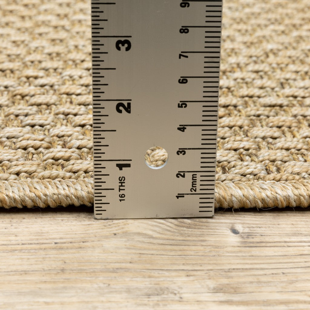 HomeRoots 8’ Round Solid Sand Beige Indoor Outdoor Area Rug