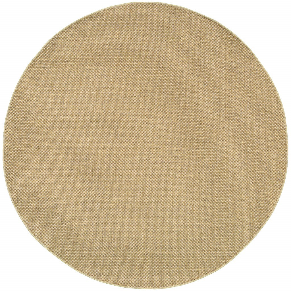 HomeRoots 8’ Round Solid Sand Beige Indoor Outdoor Area Rug