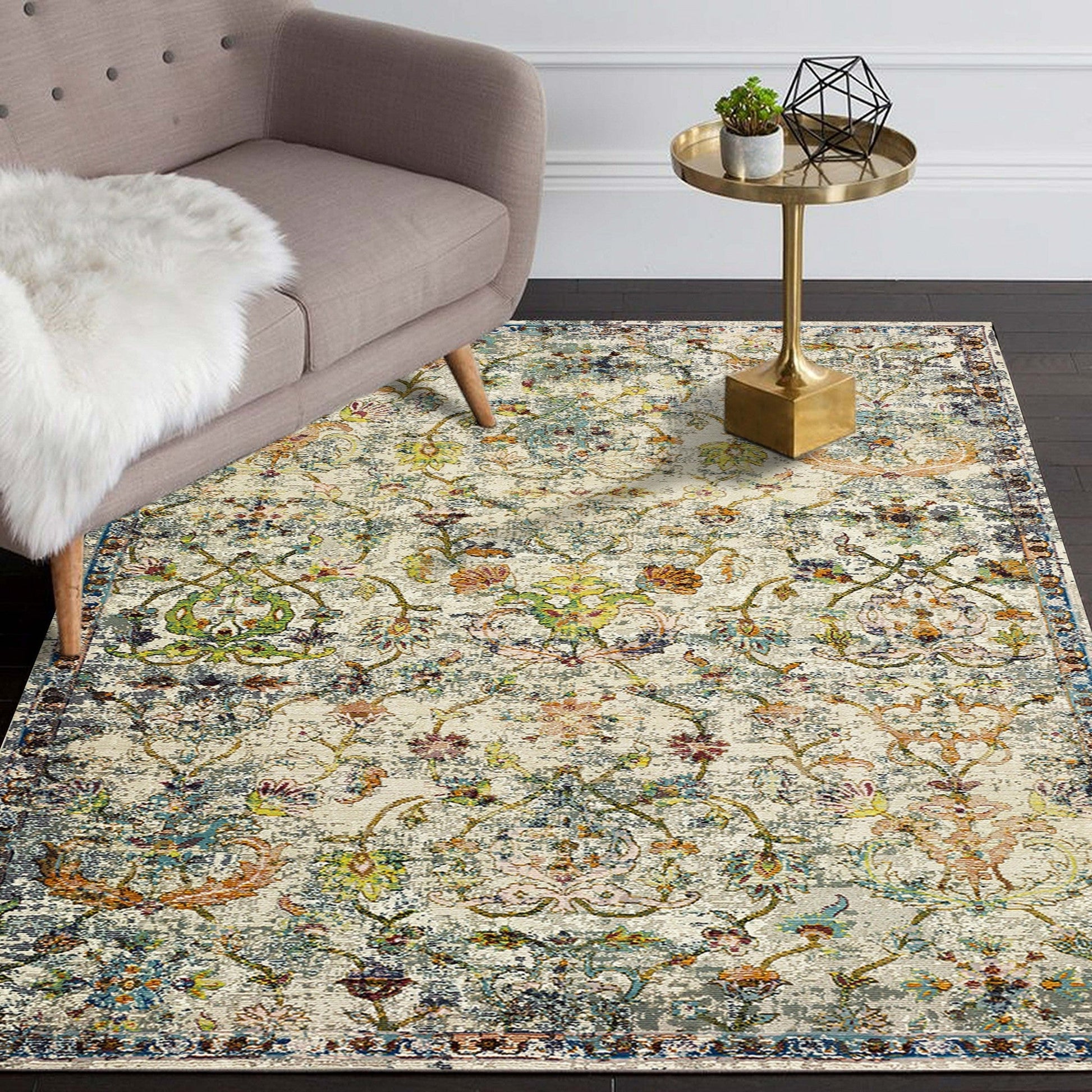 HomeRoots 8' x 10' Beige Abstract Garden Area Rug