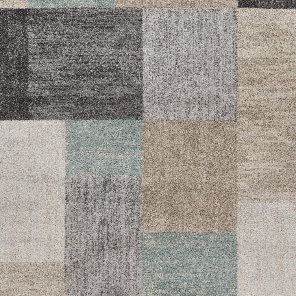 HomeRoots 8' x 10' Beige and Black Modern Blocks Area Rug