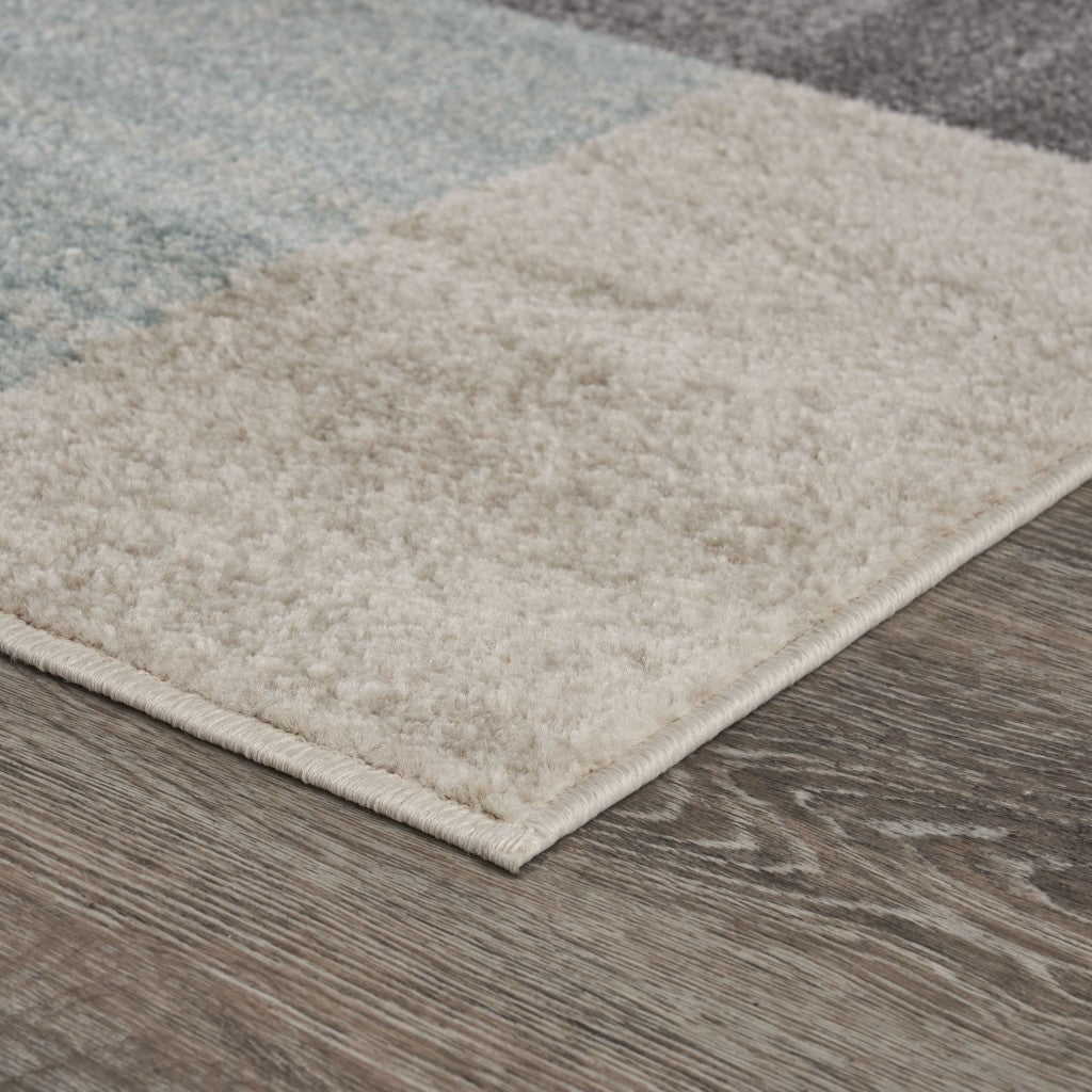 HomeRoots 8' x 10' Beige and Black Modern Blocks Area Rug