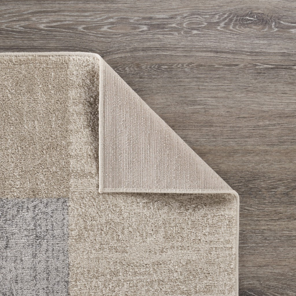 HomeRoots 8' x 10' Beige and Black Modern Blocks Area Rug