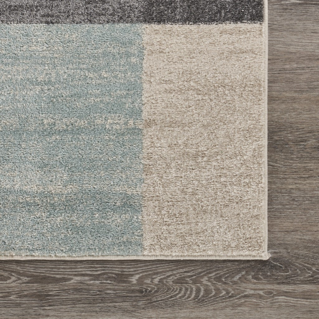 HomeRoots 8' x 10' Beige and Black Modern Blocks Area Rug